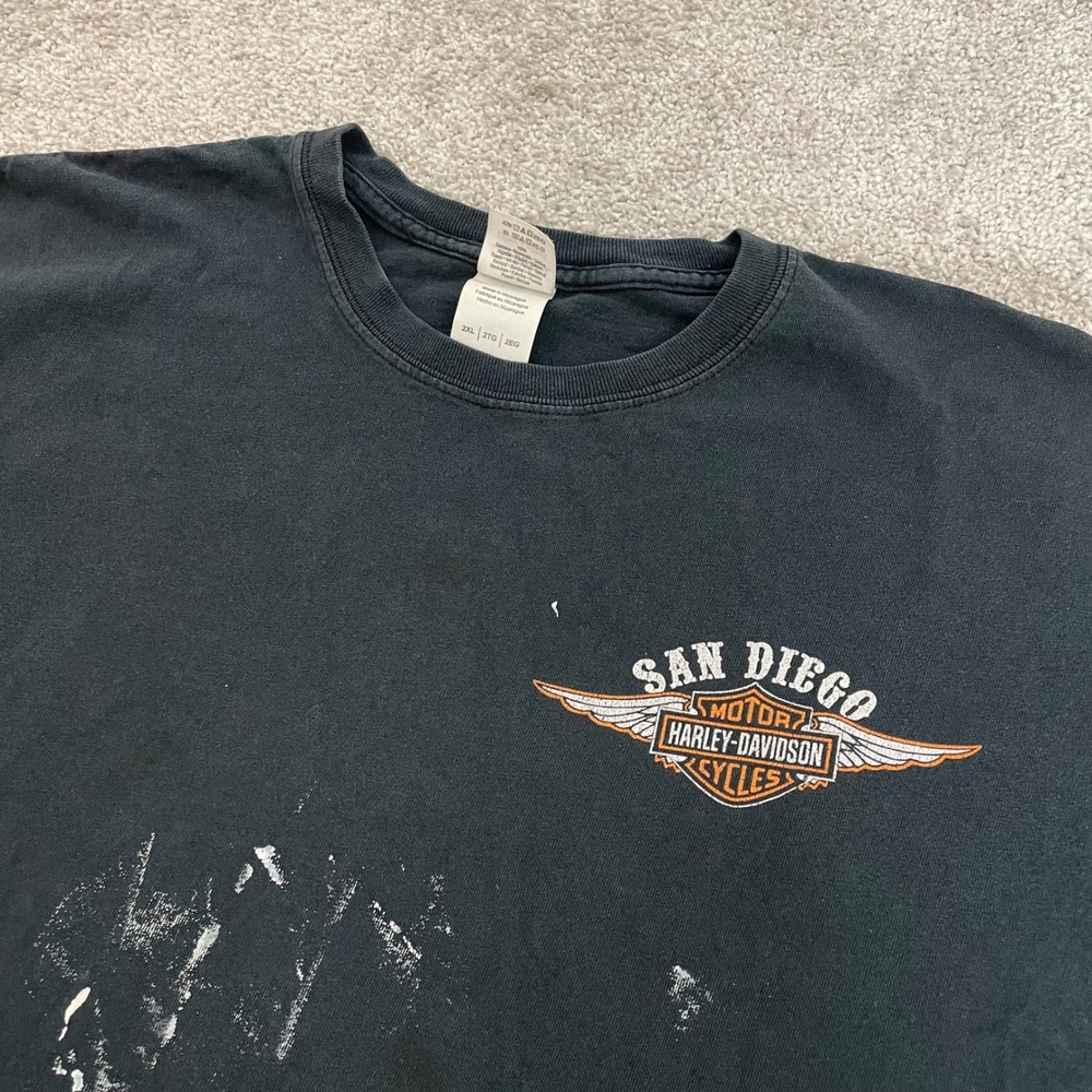 Harley Davidson T Shirt Mens XXL Distressed Paint Splatter San Diego California